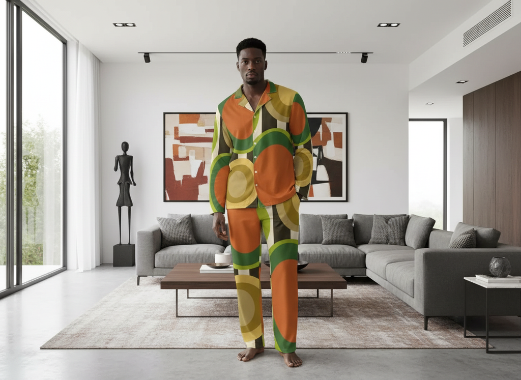 ABEILLE CREATIONS- Kofi Design – Men’s Long Sleeve Pajama 2-Piece Set